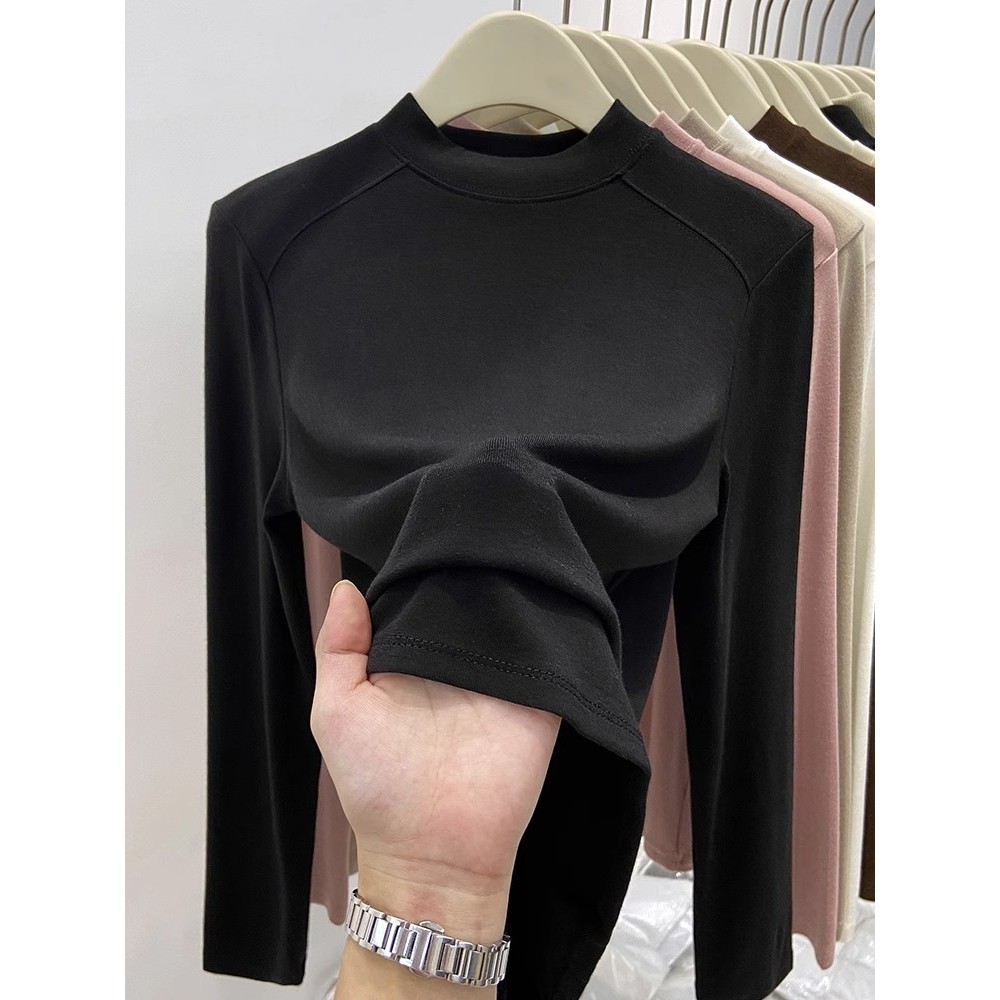 สไตล์เกาหลีขายร้อนขนาดเล็กStand-Up Collar Bottomingเสื้อผู้หญิงแขนยาวเสื้อยืดChicด้านในLayeredฤดูใบไม้ร่วงSlim-Fit S - รูปที่ 5