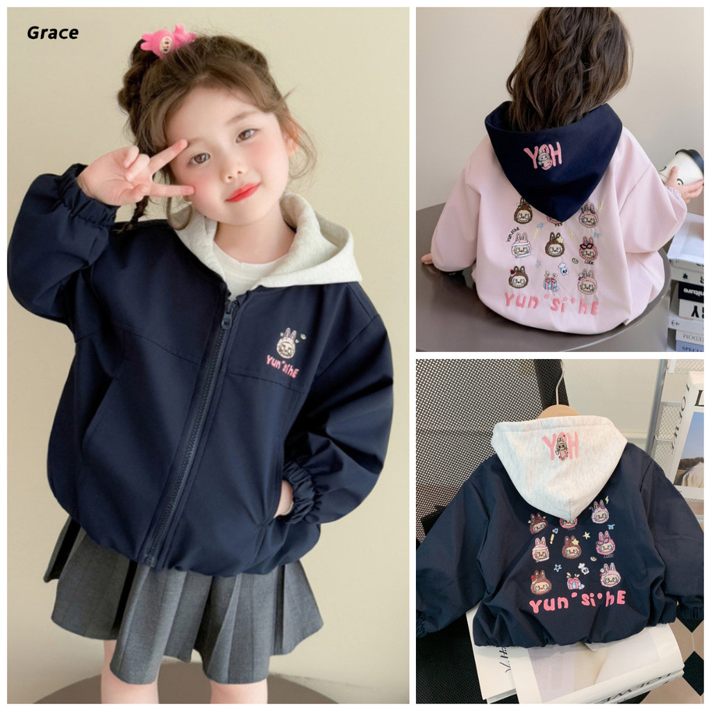 [Grace] (คลังสินค้าพร้อม) เสื้อแจ็คเก็ตเด็กฤดูใบไม้ร่วงฤดูหนาว 2025 สไตล์ใหม่เวอร์ชั่นเกาหลีมีฮู้ดคาร์ดิแกนด้านบน GRL121 #