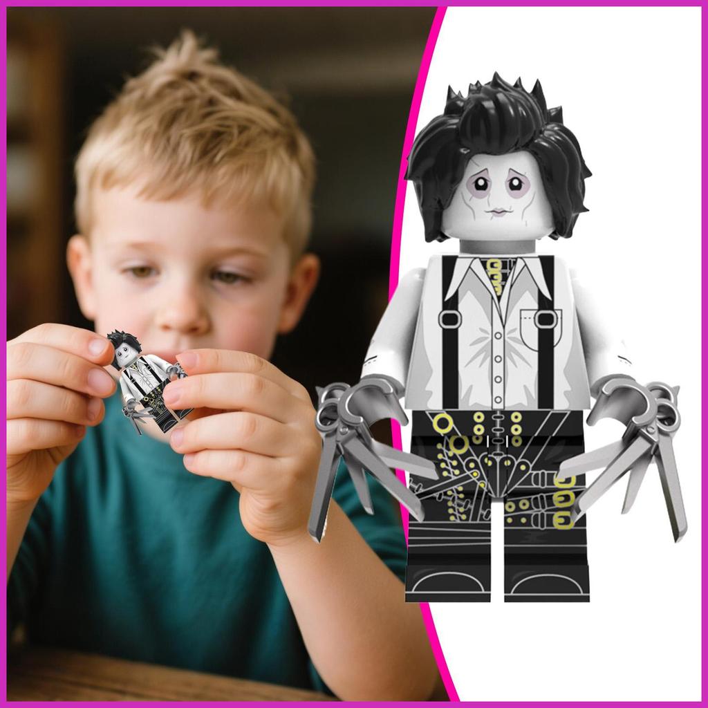 สําหรับ Edward Scissorhands ตัวละครอาคารของเล่นตัวเลขการกระทําอาคารบล็อกแบบพกพาการศึกษาประกอบ verasa