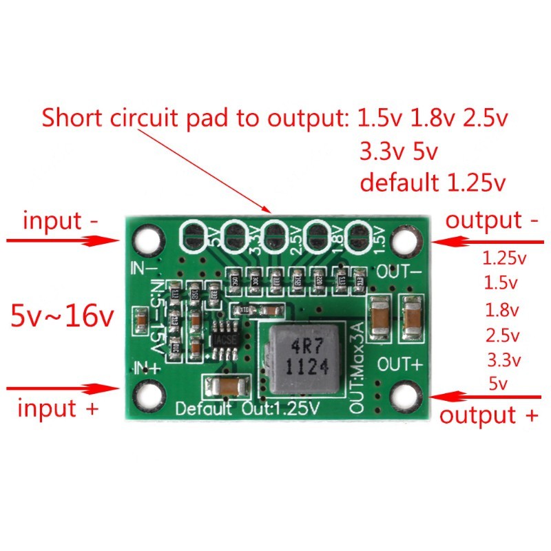 CA1235 Module Step-Down 5-15V to 1.25V 1.5V 1.8V 2.5V 3.3V 5V (บัดกรีเลือกค่า) 3A MAX