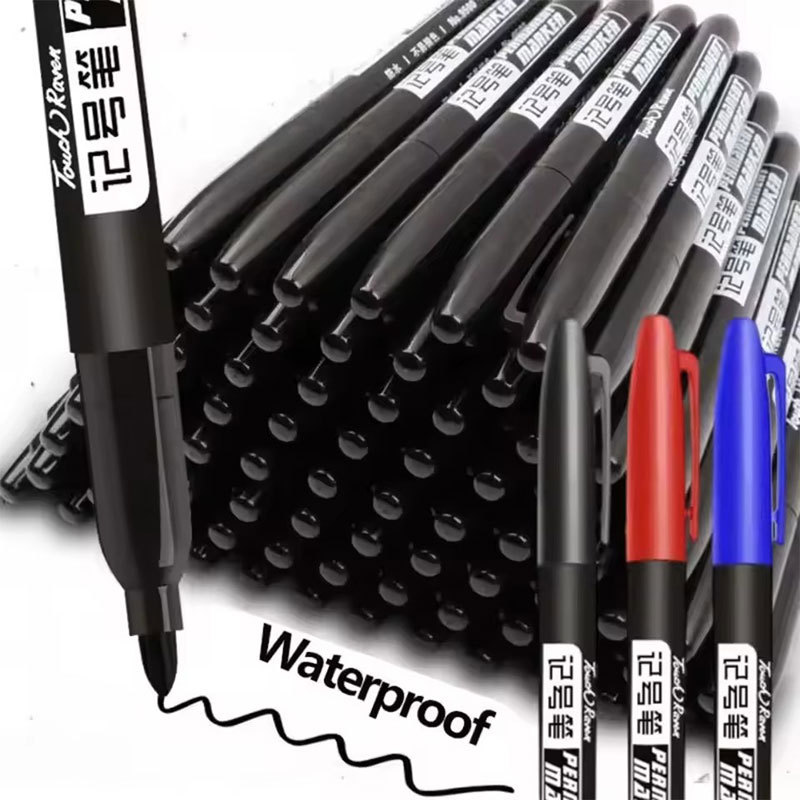 1.5mm ปากกามาร์กเกอร์กันน้ำแบบถาวร / หมึกสีดำ สีน้ำเงิน สีแดง ปากกามาร์คเกอร์ เครื่องเขียน อุปกรณ์การเรียน