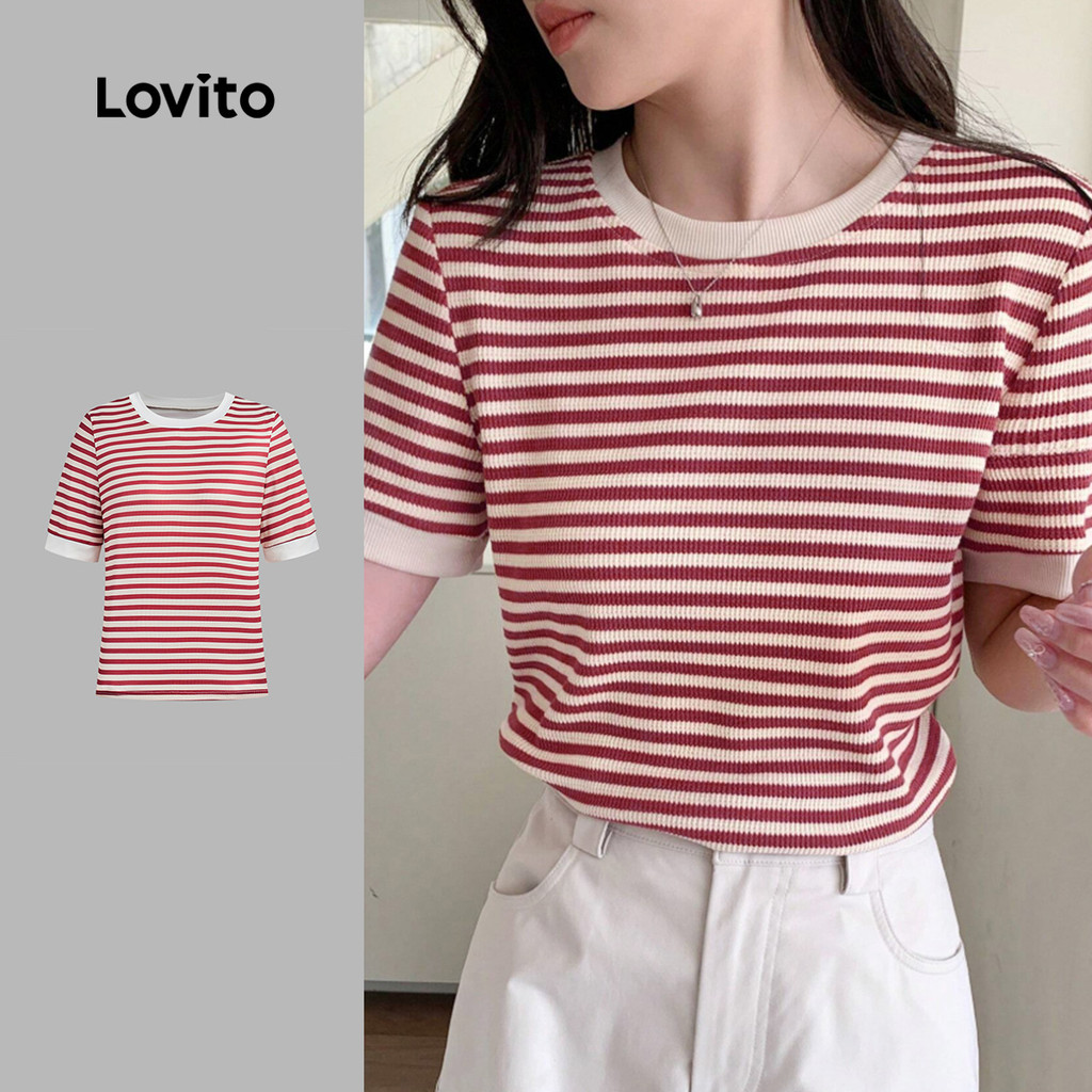 B158-NOV25-2-Contrast Color Casual Striped T-Shirt-TSB158P2D999