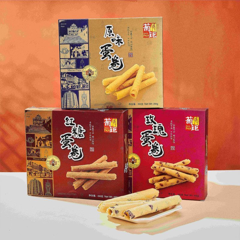 สินค้าใหม่พร้อมสต็อก Macau Grape Big Scallion Egg Roll Rose Egg Roll Pastry Egg Roll Snack Salted Eg