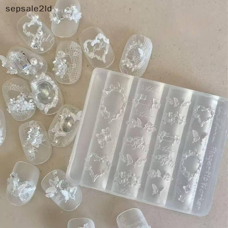 (seps) ซิลิโคนเล็บแม่พิมพ์ 3D Bowknot ริบบิ้นดอกไม้ผีเสื้อแกะสลักออกแบบสําหรับ DIY ของขวัญทําเล็บร้านทําเล็บใช้ในบ้าน (TH)