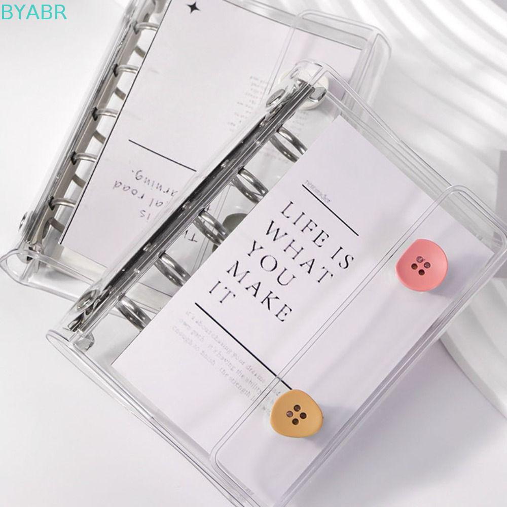 BYABR M5 Binder, 5 หลุม double-buckle โน้ตบุ๊คแบบหลวม, กันน้ําโปร่งใสหลายสี PVC Mini Binder นักเรียน
