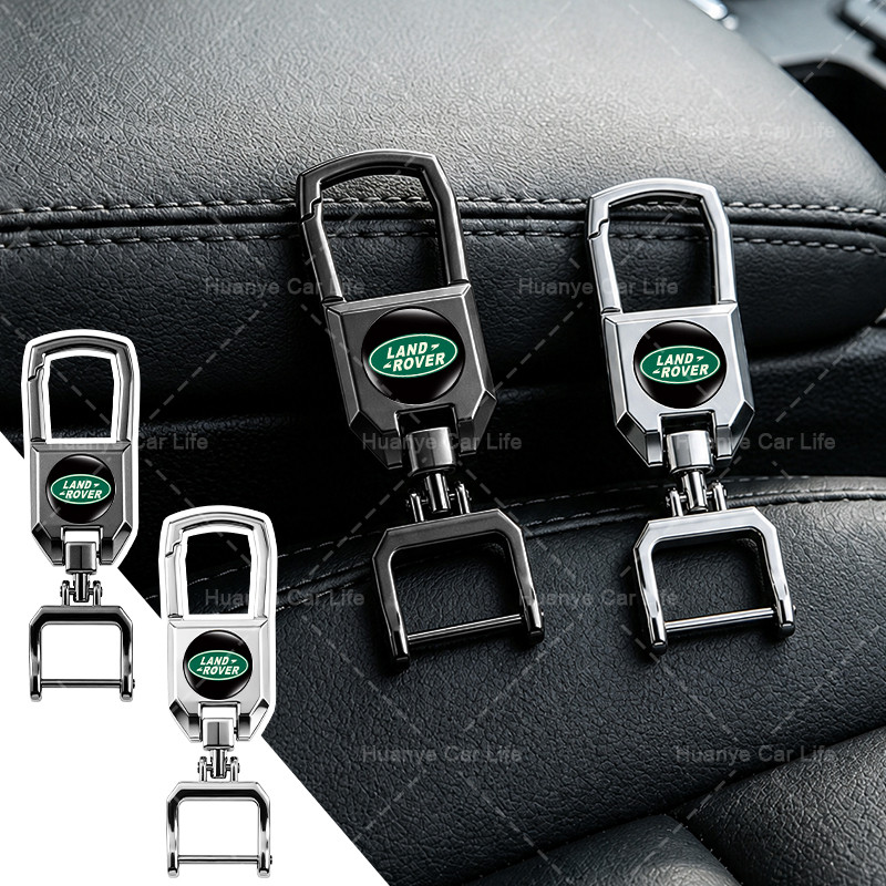 1pcs หมุนได้รถพวงกุญแจโลหะกุญแจรถสําหรับ Land Rover Range Rover Evoque Velar Freelander Defender Dis