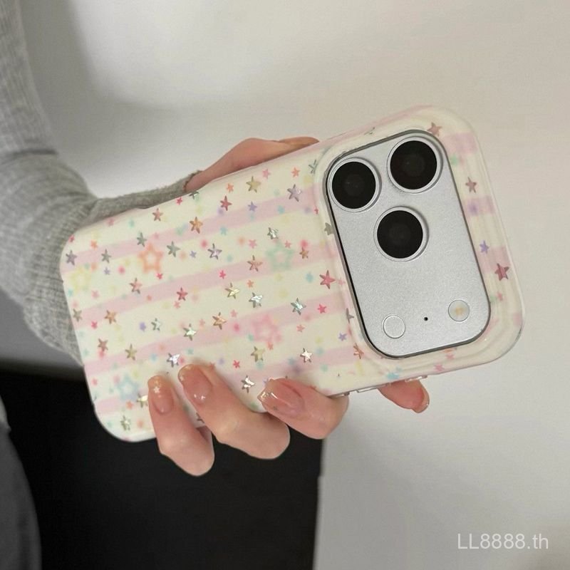 เคสโทรศัพท์ เหมาะสําหรับ iPhone 7 8 XS XR 11 12mini 13 14 15 16 17 Pro max Plus Air ins สไตล์เกาหลีดาวสีสันสดใสกันกระแทกกันกระแทกเคสรวมทุกอย่าง 4M53