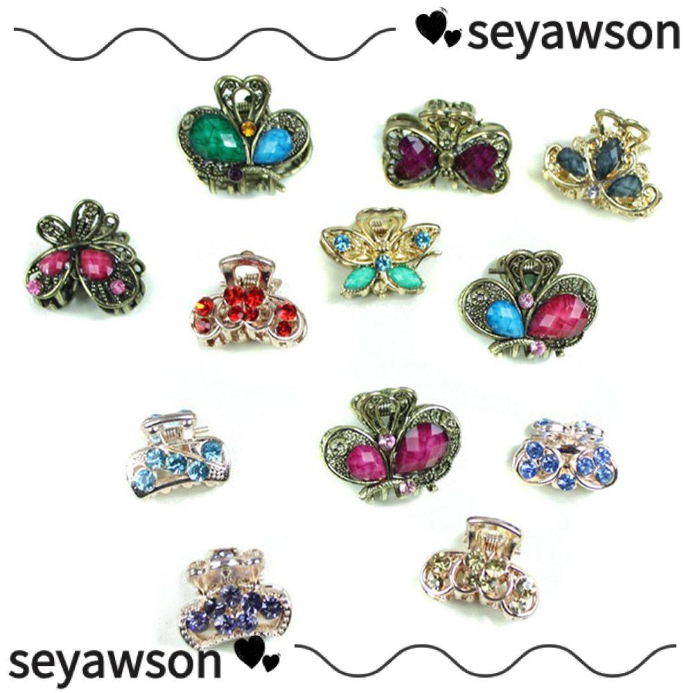 SEYAWSON สีสุ่มเรซิ่น Hairpins อุปกรณ์วินเทจแฟชั่น Claw Barrette