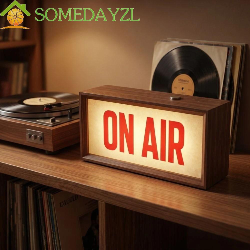 SOMEDAYZL บนป้ายอากาศ, ปลั๊ก USB ติดผนังกล่องไฟ LED, BROADCAST Light Up Design Broadcast Desk Mount Illuminated ป้ายเตือนโคมไฟ Podcast Streaming