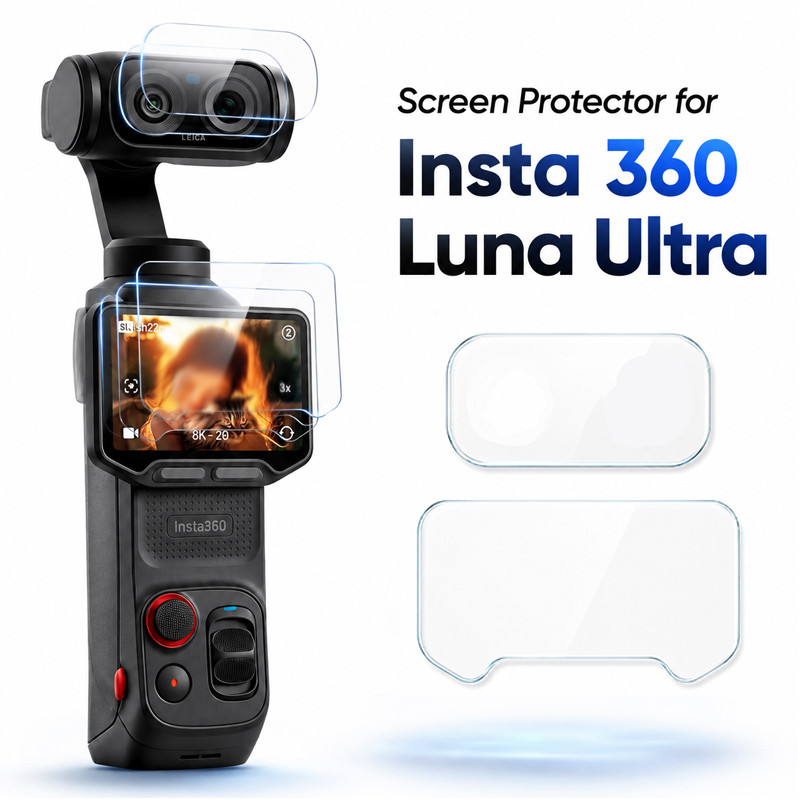 กระจกนิรภัยเลนส์ฟิล์มป้องกันหน้าจอสําหรับ Insta360 Luna Ultra Handheld Gimbal Anti-Fingerprint สําหร
