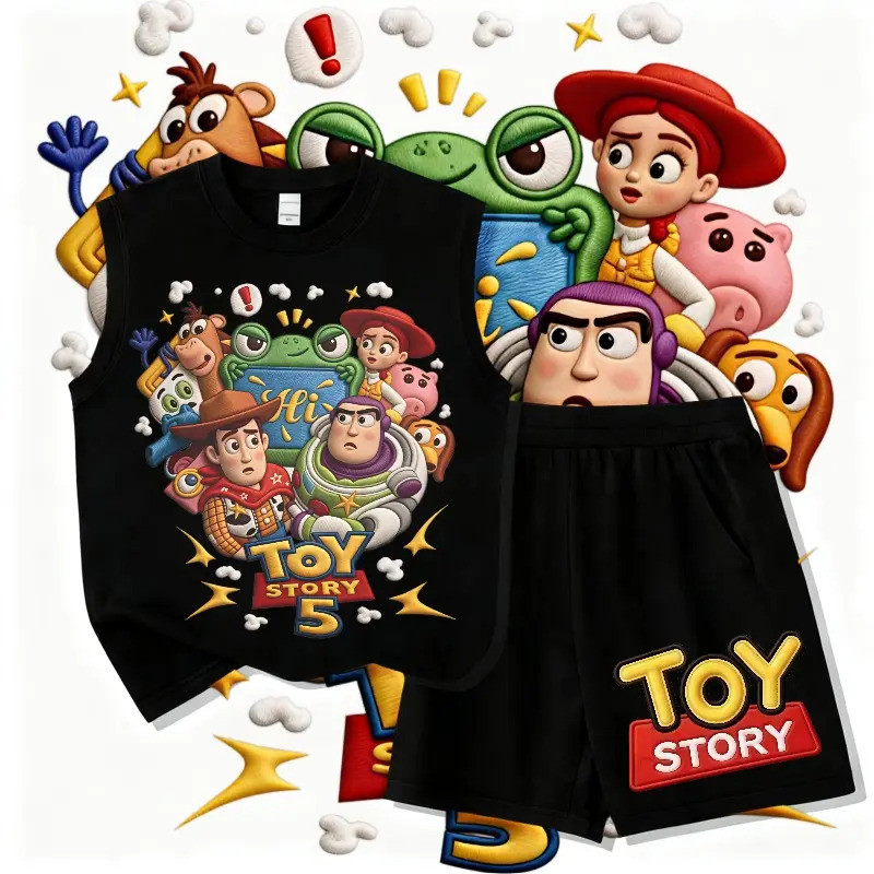 (จัดส่งตลอด 24 ชั่วโมง) COD kids เสื้อกล้ามลายการ์ตูนทอยสตอรี่ทีมตัวละคร 2 ชิ้น แฟชั่น เซ็ตชุดเด็ก เสื้อ