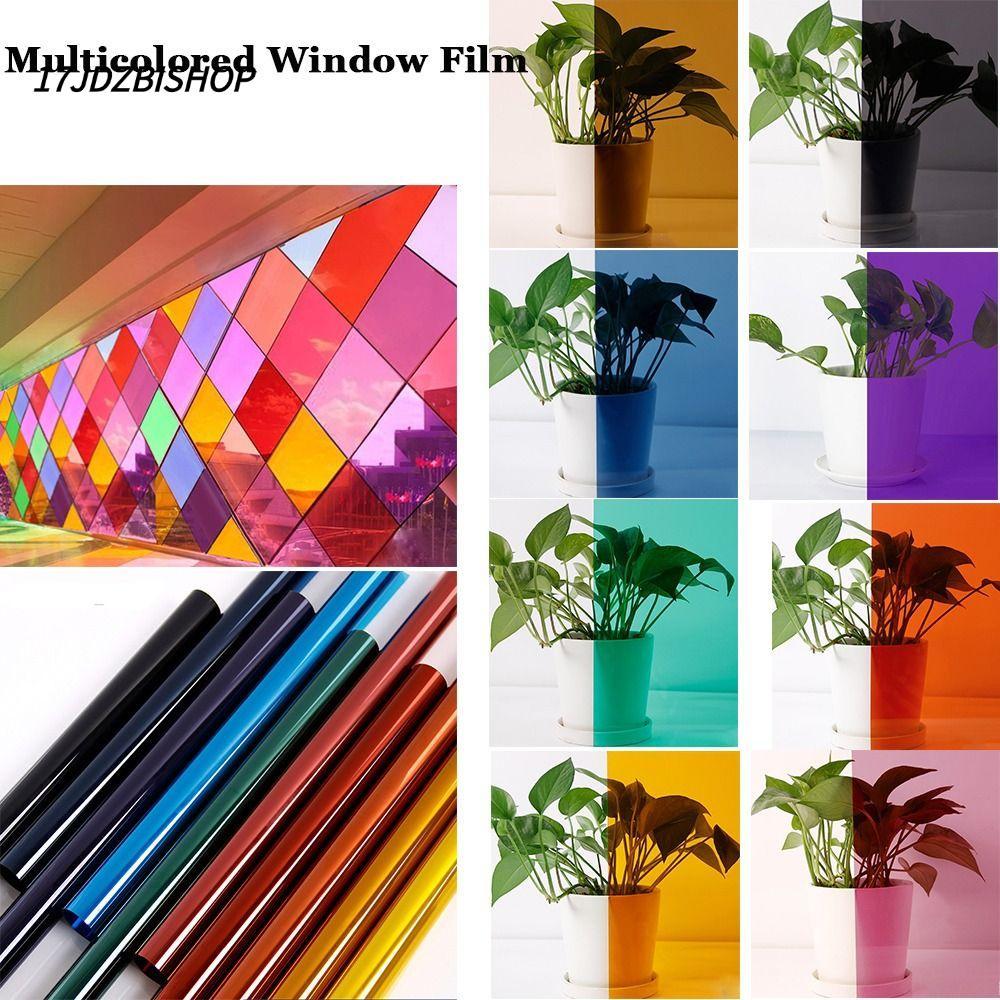 17JDZBISHOP ฟิล์มกระจกตกแต่ง DIY Self กาว PET Stain Glass Decor