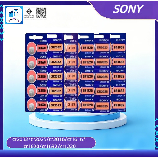 （ขายส่ง）Sony CR2032, CR2025, CR2016, CR1632, CR1620, CR1220 แบตเตอรี่ลิเธียม 3V เหมาะสําหรับระบบนําทาง GPS, รีโมทคอนโทรลรถยนต์, เครื่องนับก้าว, เครื่องชั่งอิเล็กทรอนิกส์ ฯลฯ