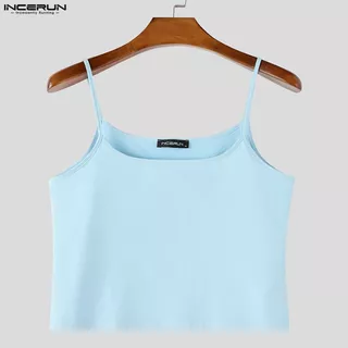 INCERUN Men Korean Street Sport Style Square Collar Sleeve Fitness Muscle Fit Tanks