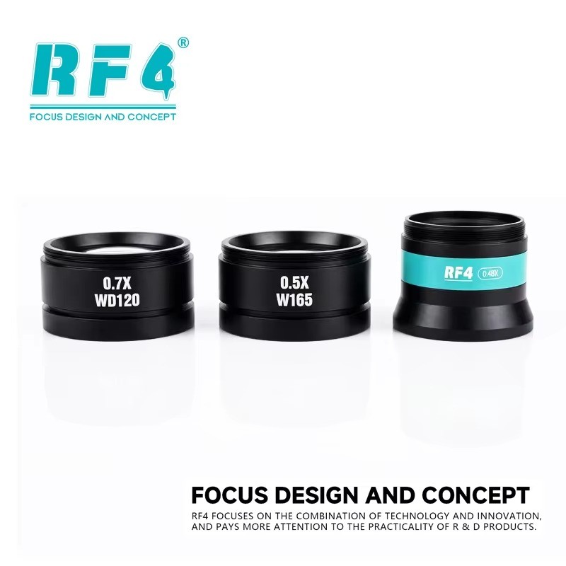 RF4 WD165 0.5X 0.7X 0.48X เสริมวัตถุประสงค์เลนส์สําหรับซูมกล้องจุลทรรศน์สเตอริโอด้าย 48 มม.สําหรับ Trinocular Microscopio