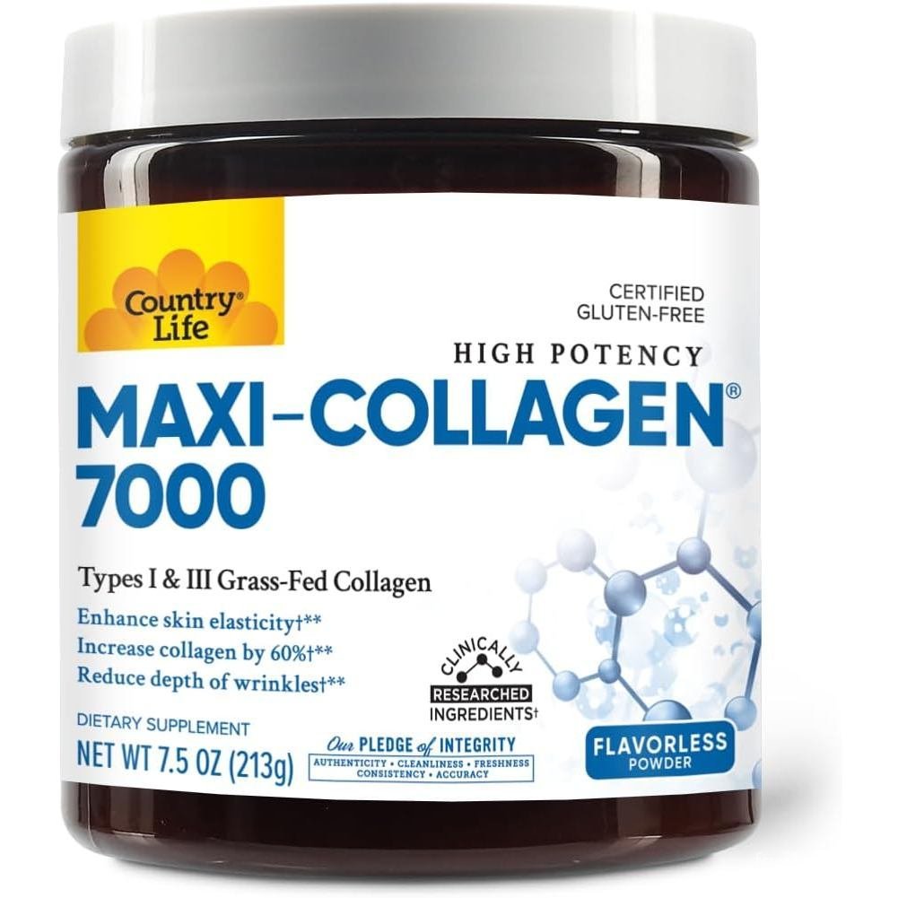 Country Life Maxi-Collagen 7000 Powder-Verisol Bioactive Collagen Peptide, Vitamin C, A และ Biotin, 