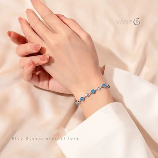 GLAMOR✨กําไลข้อมือผู้หญิง HEART OF OCEAN สร้อยข้อมือผู้หญิง กําไลข้อมือประดับเพชร กำไลข้อมือเงิน925