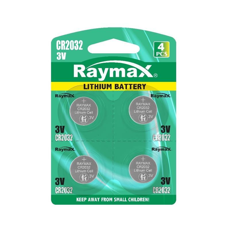 RAYMAX ถ่านกระดุมลิเธียม 3V รุ่น CR2032 (แพ็ค 4 ก้อน)