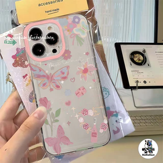 กันกระแทก วีโว่ เคส ดอกไม้ผีเสื้อ For ViVo Y20 Y21 Y17S Y1S Y21S Y17 Y15S Y22S Y50 Y36 Y27 Y16 Y02S Y51 Y1S Y91C Case