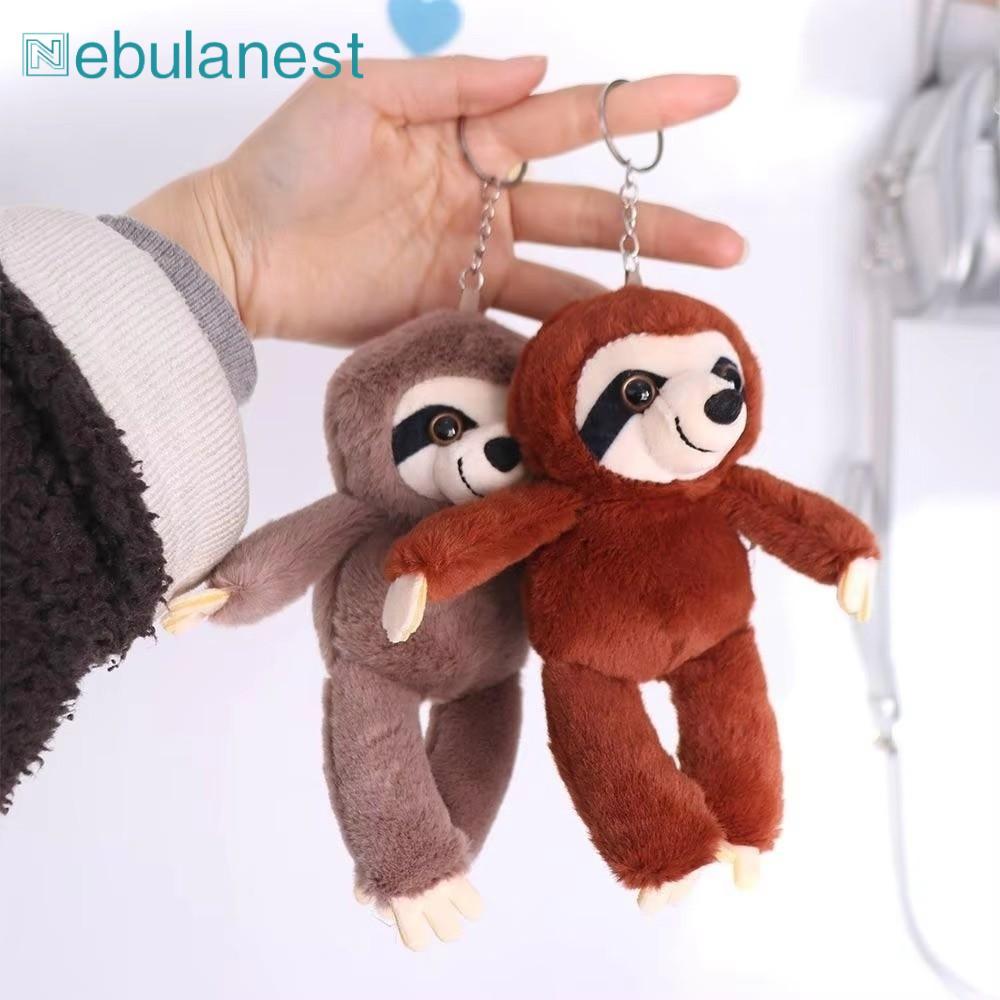NEBULANES Sloth จี้ขนาดเล็ก, พวงกุญแจจี้ตุ๊กตาสัตว์ Sloth, นุ่มจําลอง Plush Sloth พวงกุญแจ