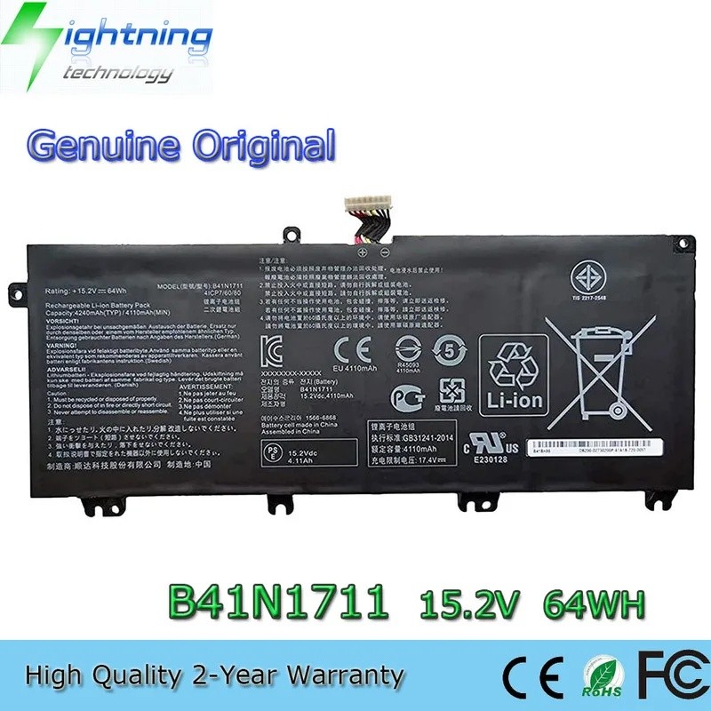 ยี่ห้อใหม่ B41N1711 15.2V 64Wh แบตเตอรี่แล็ปท็อปสําหรับ Asus ROG Strix GL703VD GL503VM GL503VD FX503