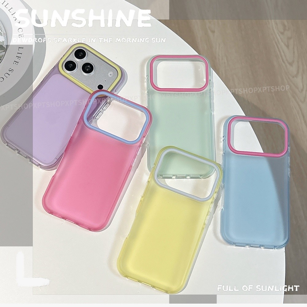 Dopamine Color Series Frosting เคสโทรศัพท์สําหรับ iPhone 17 Pro Max 16 15 Pro Max กันกระแทกป้องกันปลอก