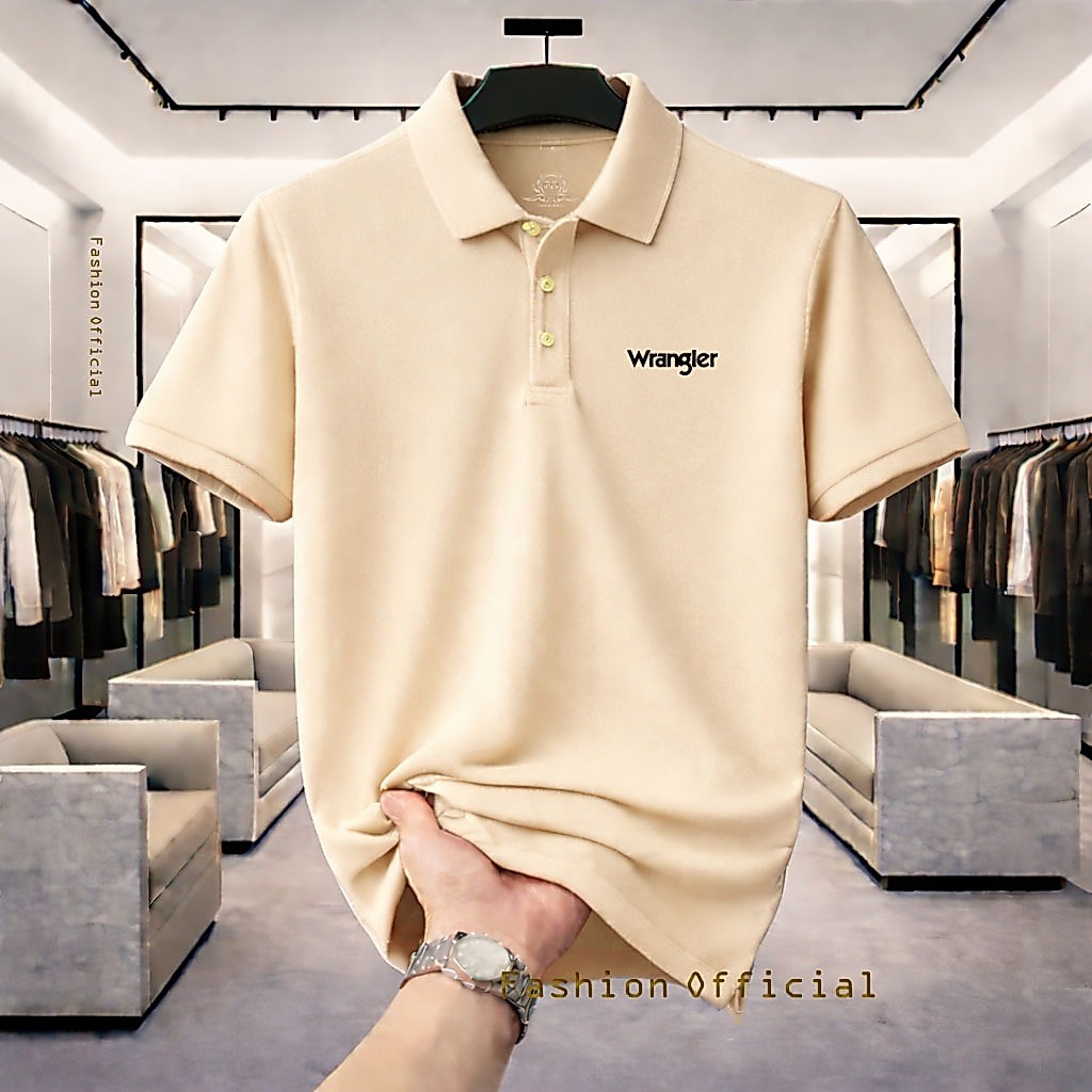 เสื้อยืดสีดํา Text wrangler Collar POLO T-Shirt เสื้อคอปกผู้ใหญ่ / เสื้อโปโลผู้ชาย / ยูนิฟอร์ม