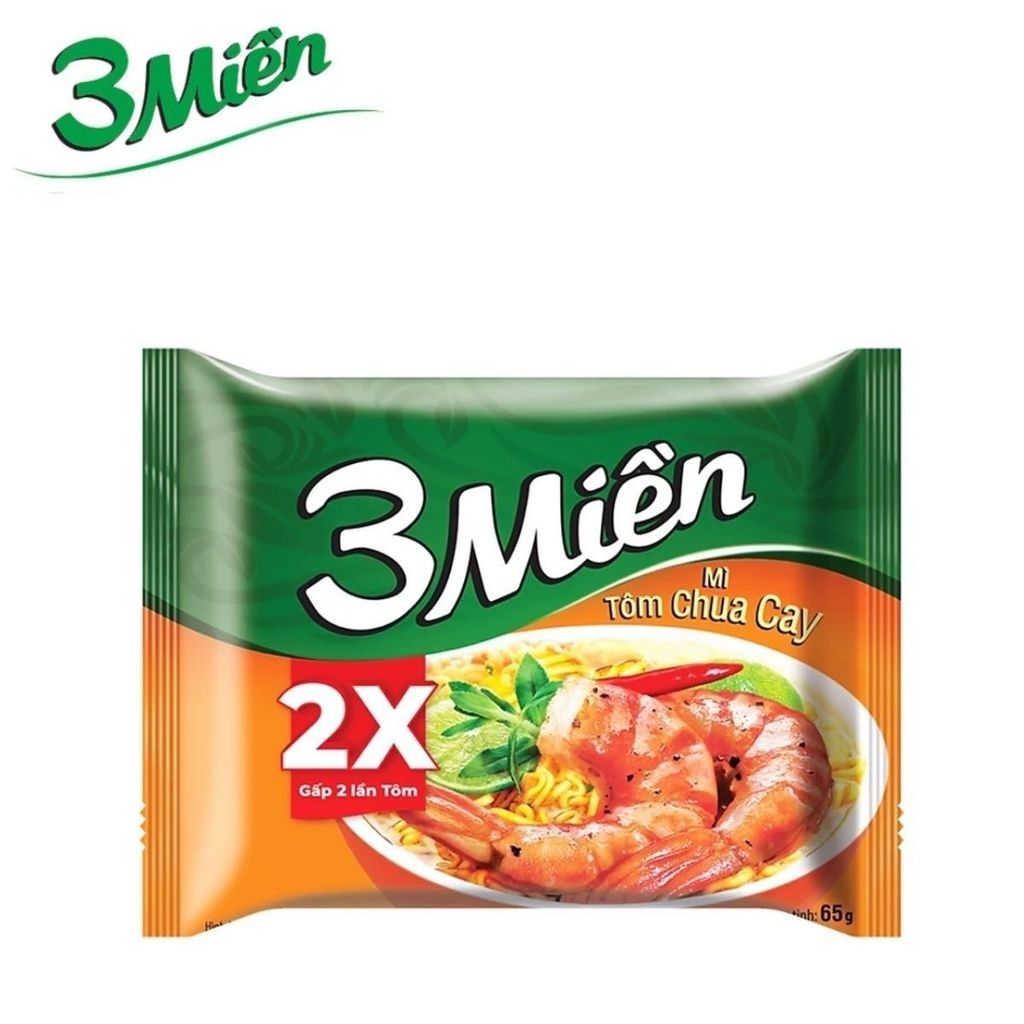 เวียดนาม 3Mien กึ่งสําเร็จรูปคลาสสิกกุ้งร้อนและเปรี้ยว mi ทอม บะหมี่อาหารจานด่วน บะหมี่กึ่งสําเร็จรู
