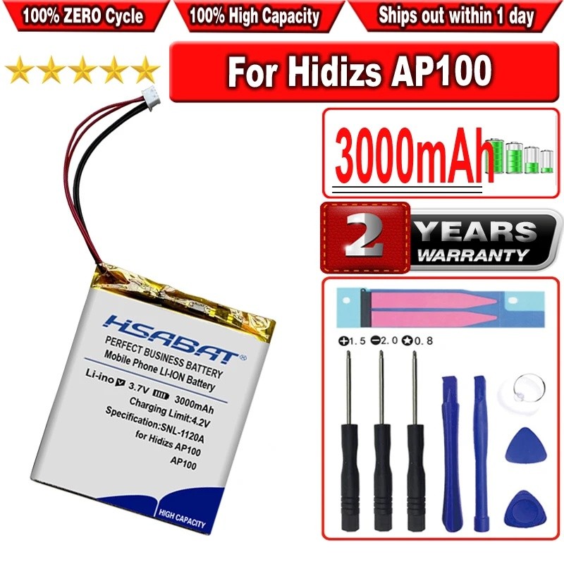 HSABAT แบตเตอรี่ 3000mAh สําหรับเครื่องเล่น Hidizs AP200 AP100 AP300 AP80 A90 A60 AP60 PRO