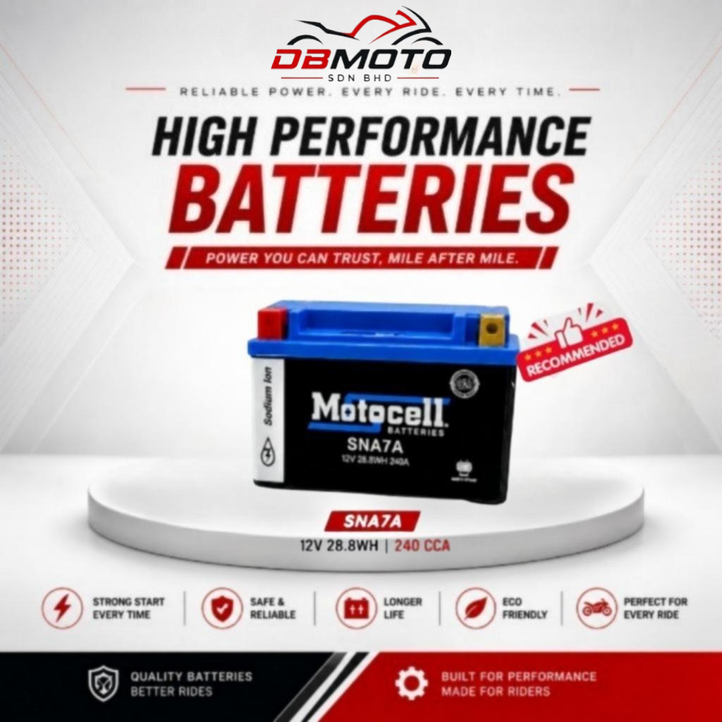 แบตเตอรี่ลิเธียมไอออน Motocell SNA7A (YTX7A-BS) มอเตอร์มอเตอร์ไซค์