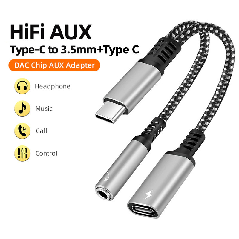 Type C To Type C +3.5MM Audio Cable Rechargeable 10W Type C Adapter  แปลงชาร์จและต่อหูฟัง 3.5 มม. ได้พร้อมกัน