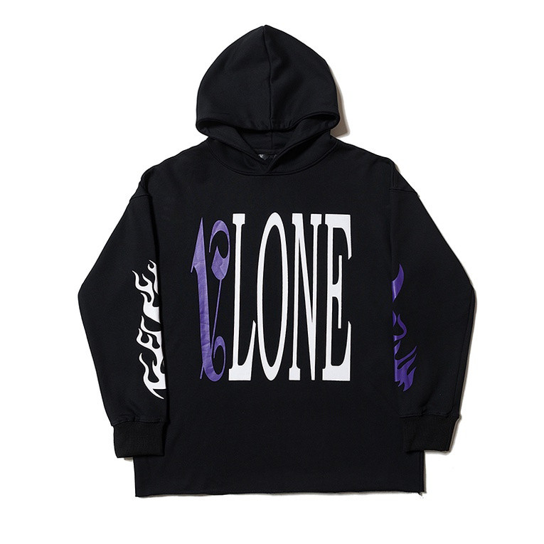 ใหม่ VLONE แบรนด์แฟชั่นยุโรปและอเมริกาคู่ High Street Hooded Flame Big Letter 3M สะท้อนแสง Big v บอด