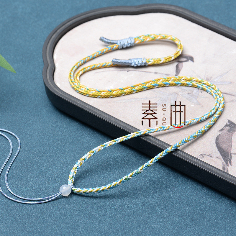 ปรับสไตล์ทอมือจี้เชือก diy สร้อยคอเชือกผู้ชายผู้หญิงคอ Lanyard Segment ด้ายย้อม 8073