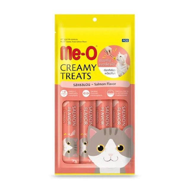 มีโอ ครีมมี่ทรีตขนมแมวเลียรสแซลมอล Me-O Creamy Treats Salmon 15g. Pack4