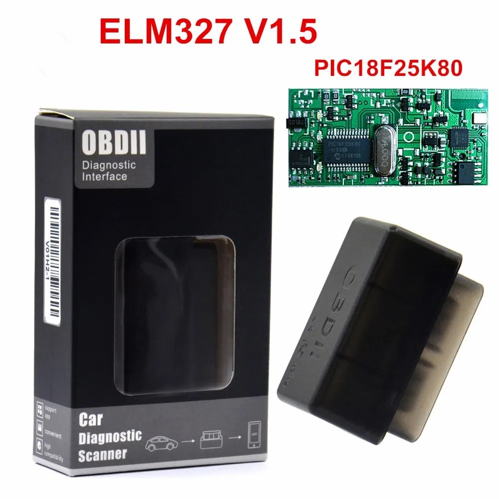 Super MINI ELM327 บลูทูธ ELM 327 PIC18F25K80 รุ่น 1.5 OBD2 / OBDII สําหรับ Android/Windows เครื่องสแ