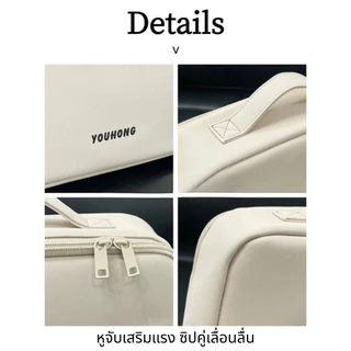แบบพกพาขนาดใหญ่-ความจุกระเป๋าเครื่องสําอาง ปู่ กระเป๋าเก็บหลายช่องยืนพาร์ทิชันกรณีดินสอกันน้ํา