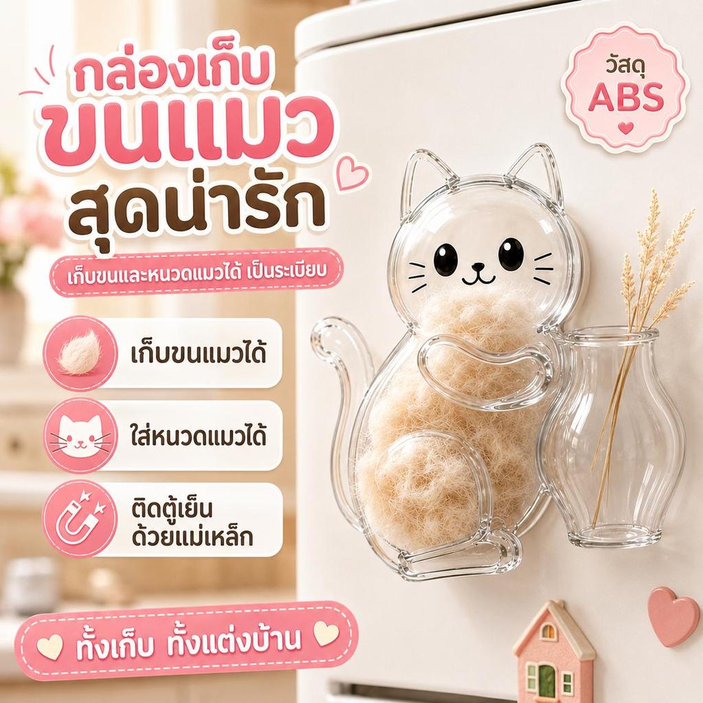 【PetZap】พร้อมส่ง COD แม่เหล็กติดตู้เย็น รูปแมว ที่เก็บหนวดแมว ที่เก็บขนแมว ของตกแต่งบ้าน ดีไซน์ใส น่ารัก แข็งแรง CW-155