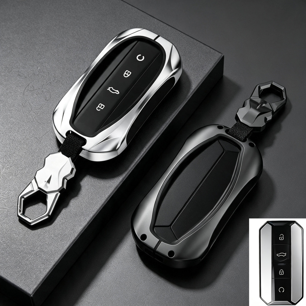 Chery Jaecoo J5 EV เคสกุญแจรถ Jaecoo 5 ฝาครอบกุญแจรถ Jaecoo 5 EV พวงกุญแจรถเคสกุญแจ Chery สังกะสีอัล
