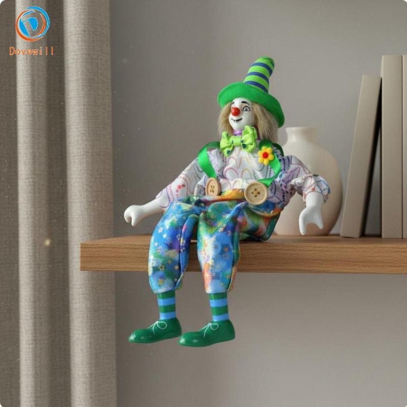 [Jzvphq] รายการสะสม Porcelain Clown Doll Posable Limbs Handmade Porcelain Clown Doll การออกแบบรายละเ