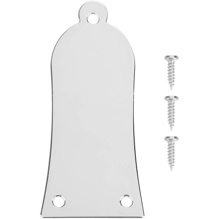 Bineteenteam Guitar Truss Rod Cover,3 หลุม Metal Truss Rod Cover พร้อมสกรูเปลี่ยนเบสกีตาร์รูประฆัง