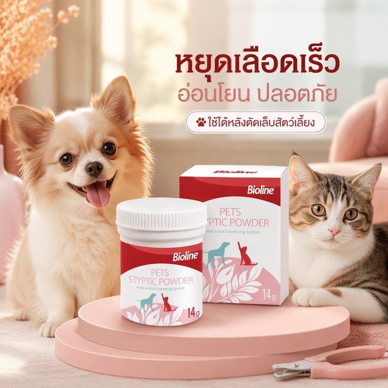 ผงห้ามเลือดสัตว์เลี้ยง ลดปวดแผล สำหรับสุนัขแมว โรยหลังตัดเล็บ ห้ามเลือด แผลเล็ก ดูแลเล็บ