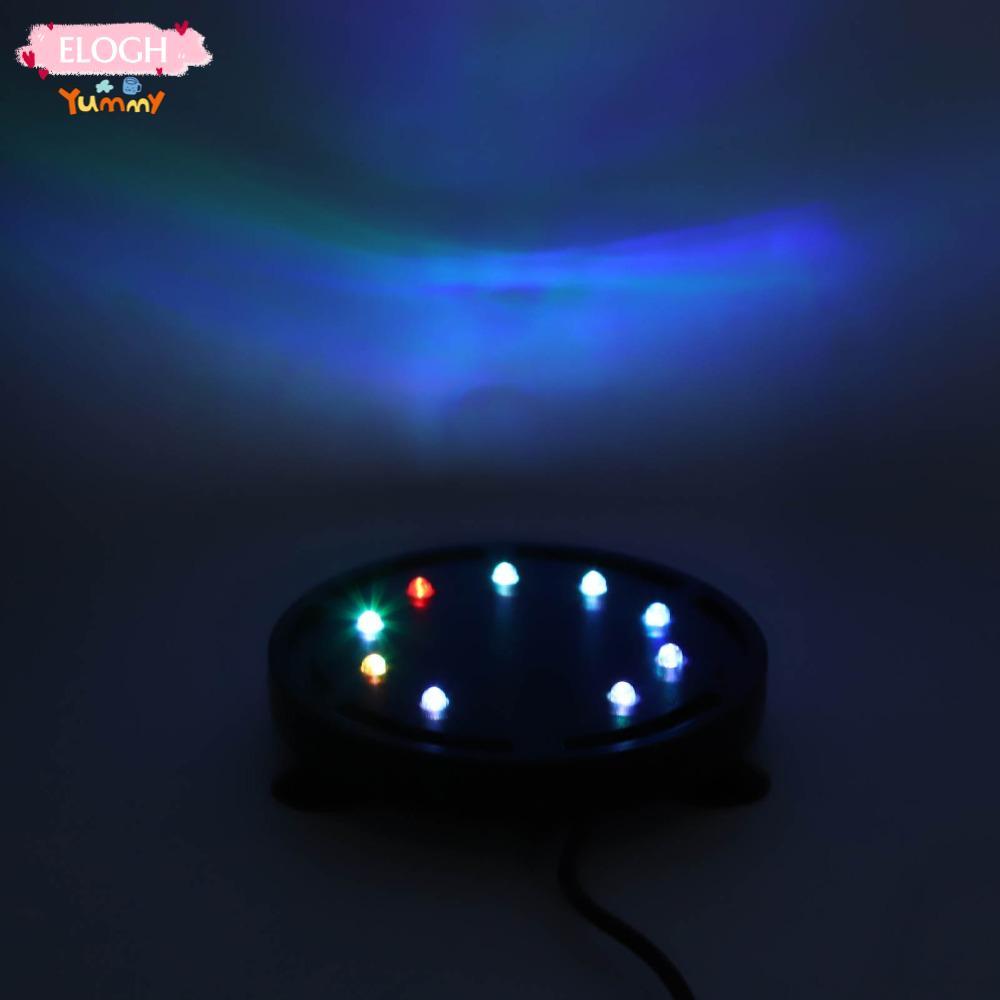ELOGH LED Aquarium Bubbler Light, Submersible Black Fish Tank Bubbler Light, 9 LED Disc Shape มัลติฟ