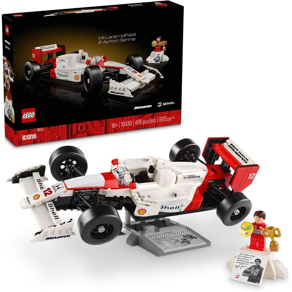 LEGO Icons McLaren MP4/4 & Ayrton Senna Minifigure Model Car Kit - Buildable F1 McLaren Set สําหรับผ