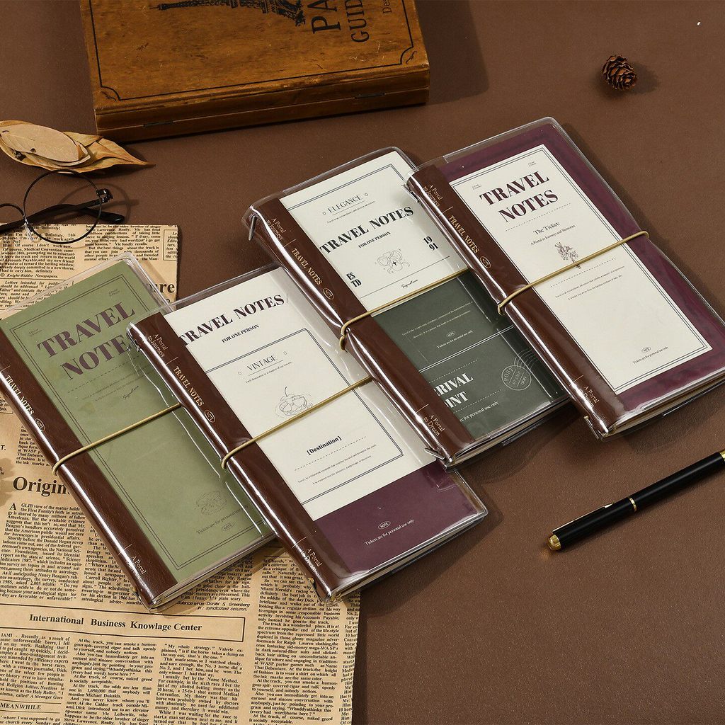 T TN Handbook Travel Notebook Retro Notepad โปร่งใส DIY Portable Travel Plan Travel Notebook