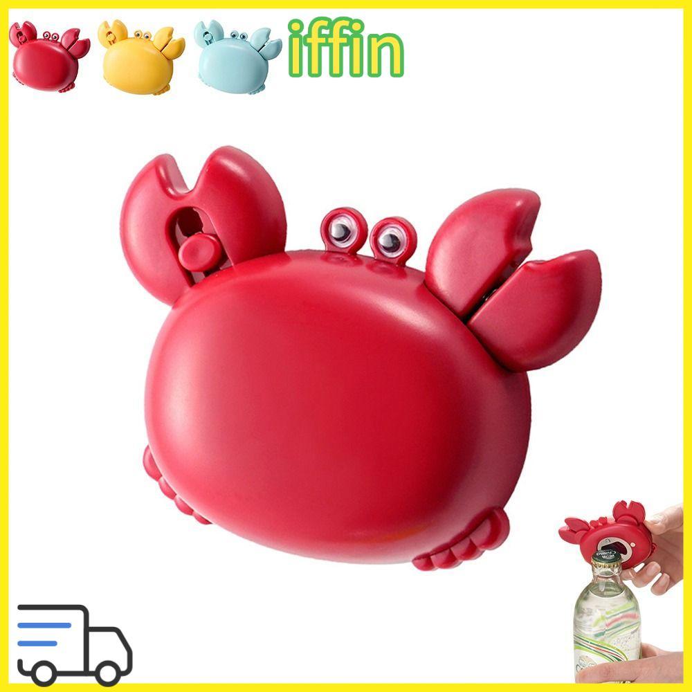 IFFIN ที่เปิดขวดแม่เหล็ก, การ์ตูนปู 4-in-1 Crab ที่เปิดขวด, พร้อม Mini Scissors & Box Cutter ที่เปิด