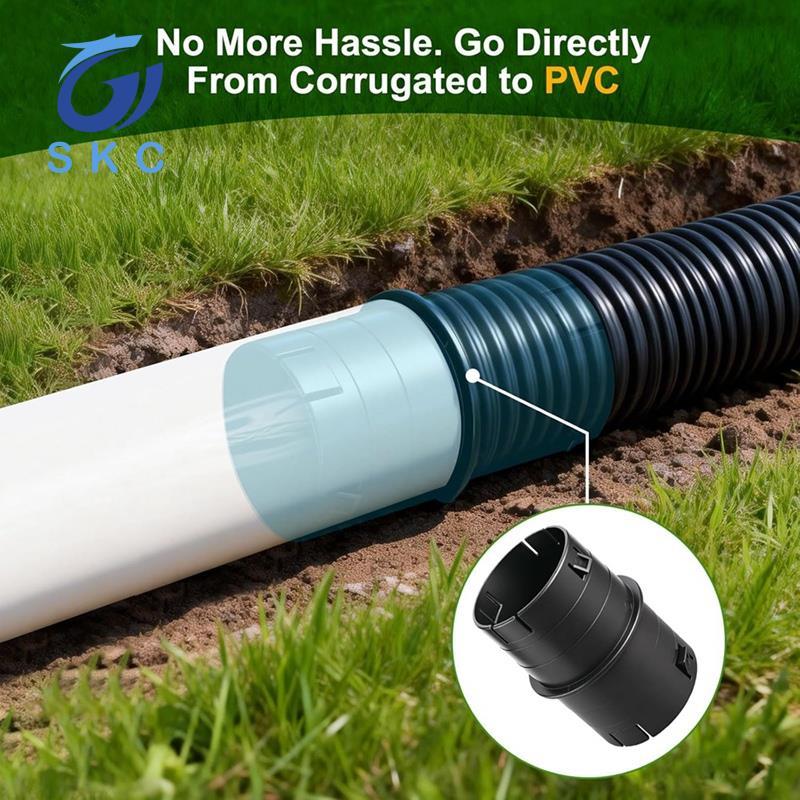 skjsqygxycYard Draining Coupler, 4" Universal Pipe Connector, ลูกฟูกเป็น PVC Pipe Adapter, สําหรับ 4