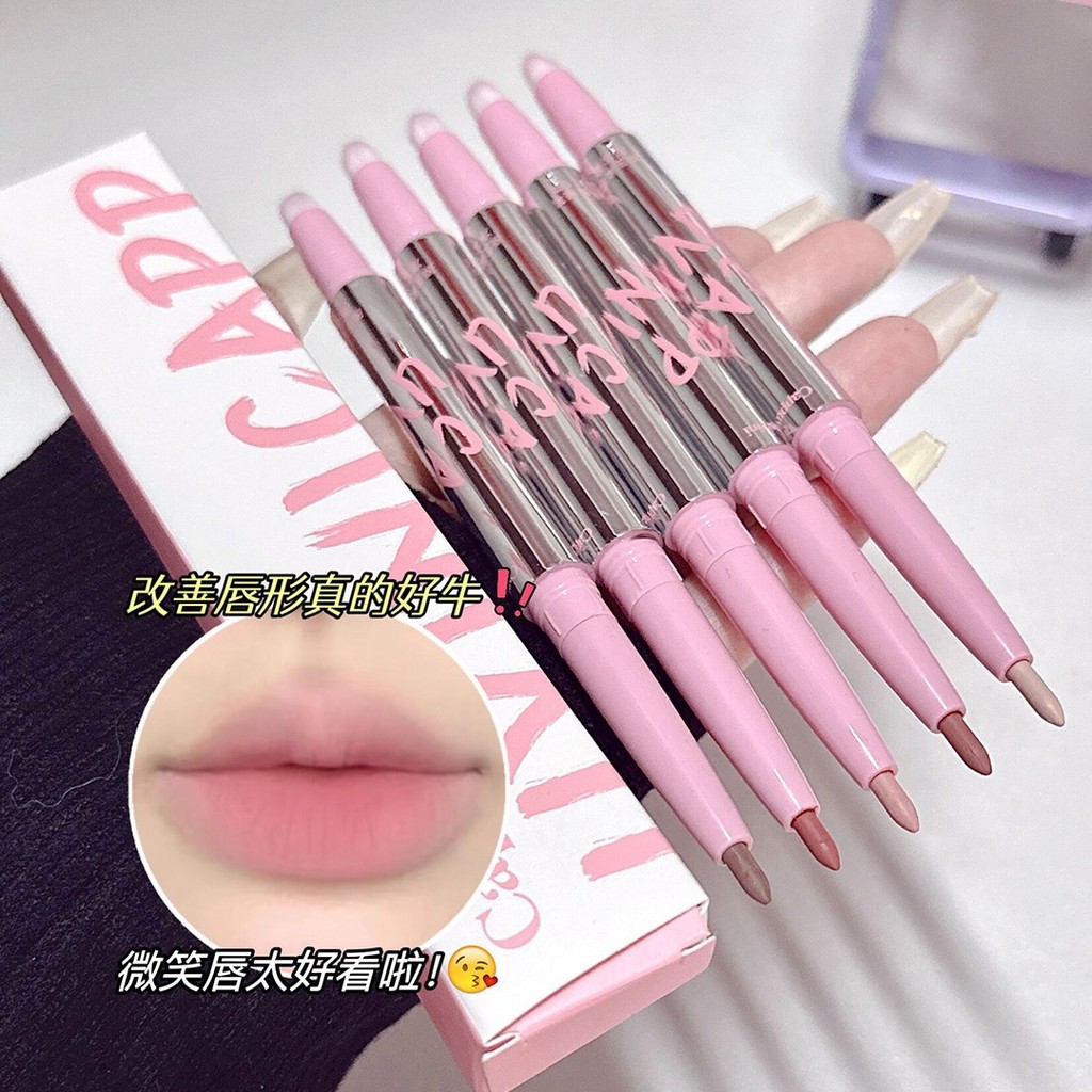 Cappuvini Small Silver Tube Lip Liner Matte Outline Nude Color Soft Plump Long-Lasting Color Develop