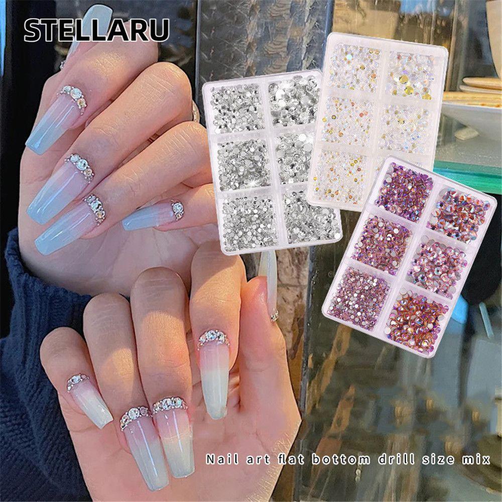 STELLARU 1000 ชิ้นเล็บ Rhinestones ss6-ss20 แก้วหิน DIY เล็บ AB คริสตัล