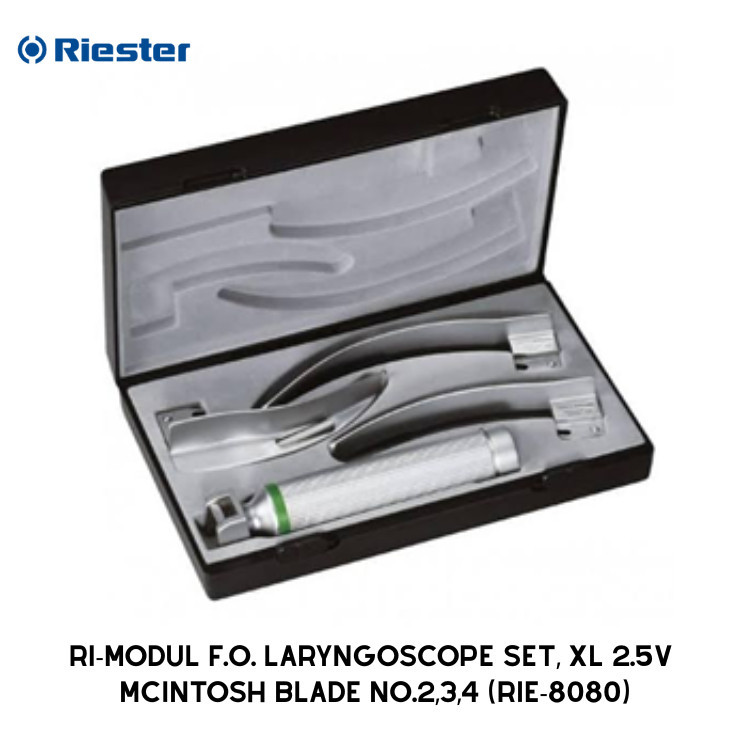 Riester RI-MODUL F.O. LARYNGOSCOPE SET, XL 2.5V MCINTOSH BLADE NO.2,3.4เครื่องมือส่องหลอดลม RIE-8080