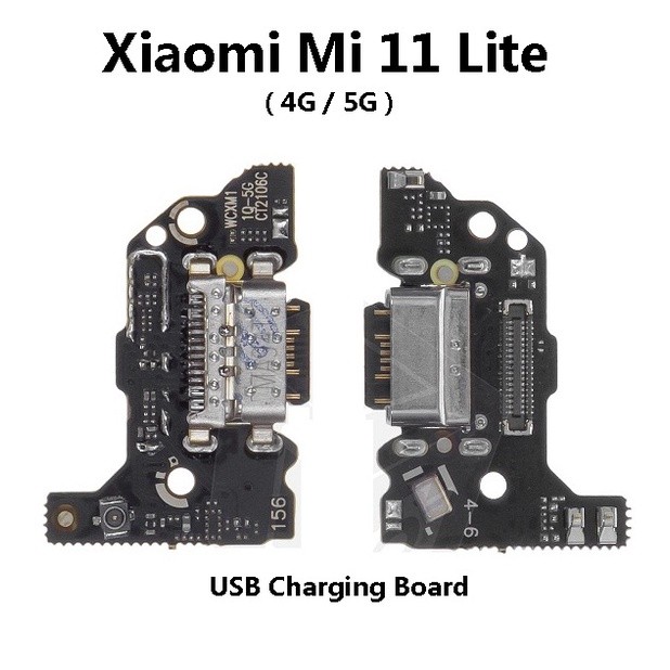 XM Mi 11 Lite / Mi11 Lite 5G USB ชาร์จพอร์ต + ไมโครโฟนไมโครโฟนสําหรับซ่อม M2101K9AG M2101K9G